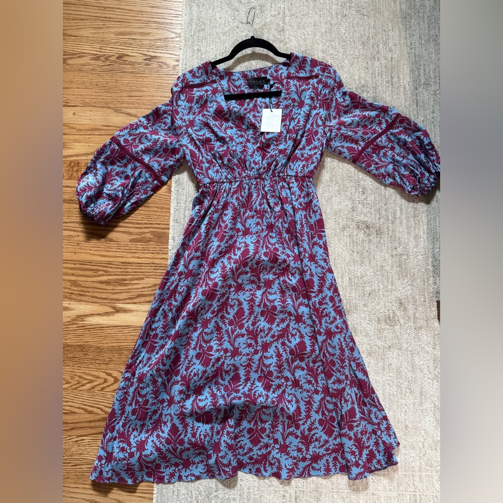 Hatch Maternity Blue and Magenta Floral Dress